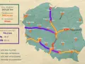 Mapa Polski z zaznaczonymi autostradami: istniejącymi, w budowie, planowanymi i płatnymi.