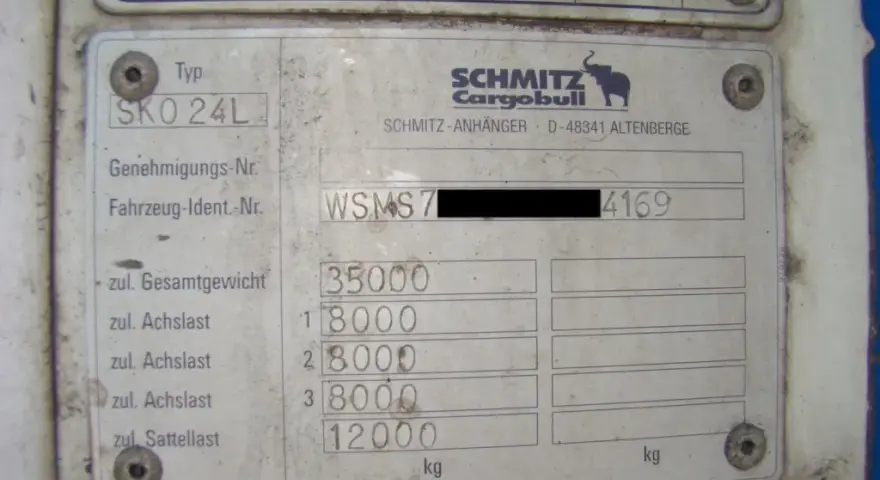 Gdzie VIN w naczepie Schmitz? Lokalizacja + odczyt krok po kroku